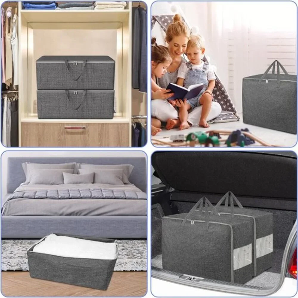 2Pack 105L Extra Large Storage Bags, Folding Moving‎ Comforter Blanket Storage